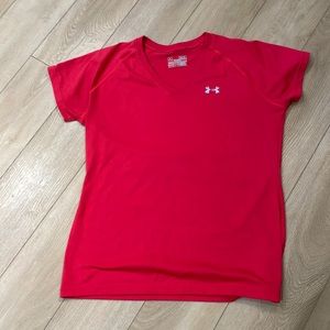 Under armour, coral pink, exercise top, size M
